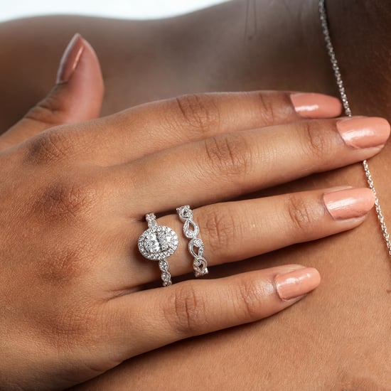 Conjunto de Anillos Doble Brillante para Mujeres en Plata de Ley 925 BIAN024 - Image 2