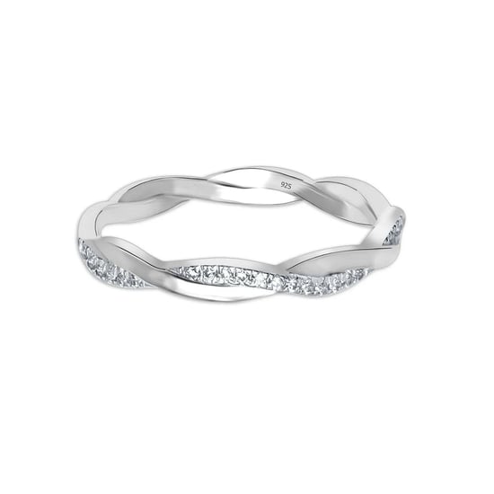 Anillo trenzado para mujer con circonitas en plata esterlina 925 BIAN019 - Image 1