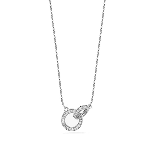 Collar de Plata para Mujeres con Doble Aro y Circonitas 925 Plata Esterlina BICLL040 - Image 1