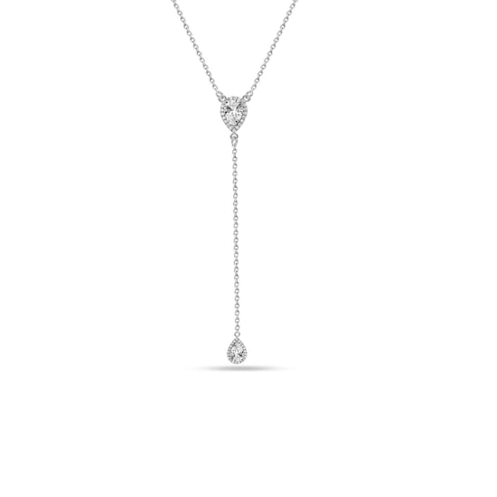 Collar Doble Lágrima para Mujeres en Plata de Ley 925 BICLL028 - Image 1