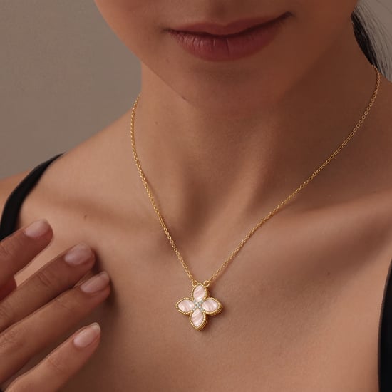 Collar de Mujer Plata Esterlina 925 Baño de Oro con Circón Cubico Brillante BICLL032 - Image 2