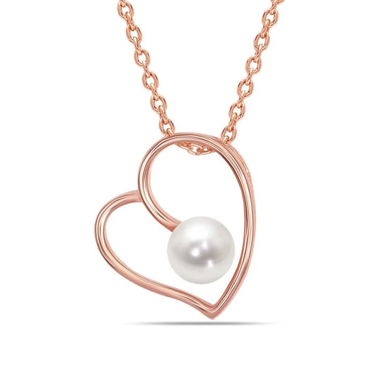 Collar de Corazón en Oro Rosa para Mujer con Perla, Plata de Ley 925 BICLL020 - Image 1