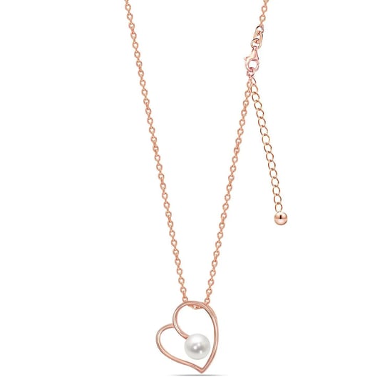 Collar de Corazón en Oro Rosa para Mujer con Perla, Plata de Ley 925 BICLL020 - Image 4