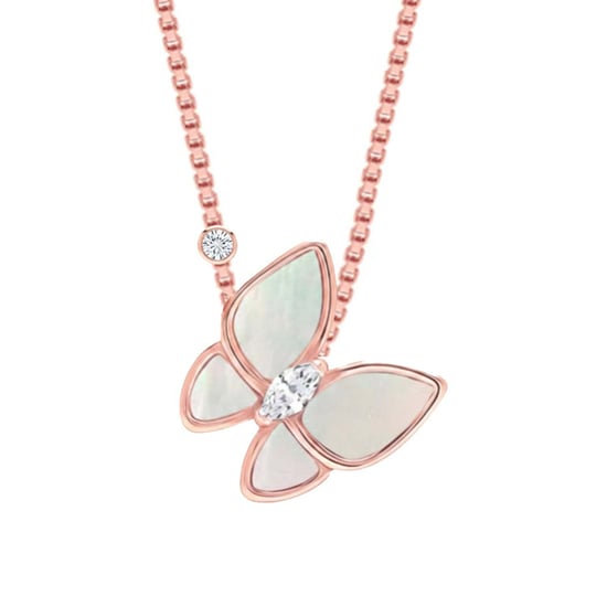 Collar de Mujer con Colgante de Mariposa y Circonitas en Oro Rosa y Plata de Ley 925 BICLL035 - Image 1