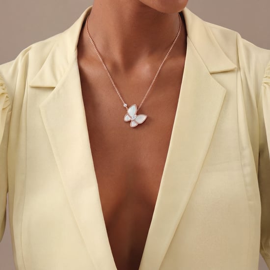 Collar de Mujer con Colgante de Mariposa y Circonitas en Oro Rosa y Plata de Ley 925 BICLL035 - Image 3
