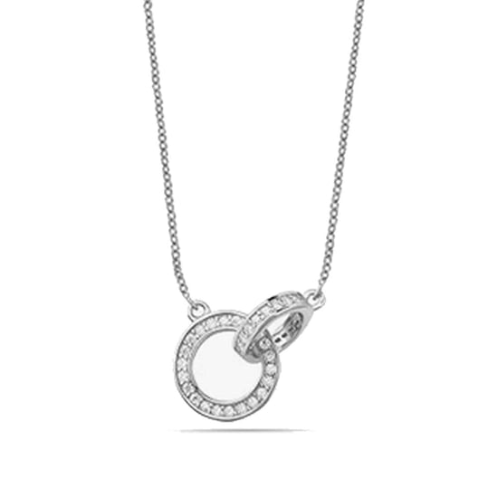 Collar de Mujer Círculos Plateados con Circonitas en Plata de Ley 925 BICLL039 - Image 1
