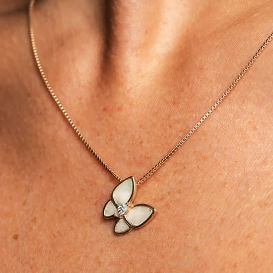 Collar de mujer con colgante de mariposa, bañada en oro rosa, plata de ley 925 BICLL016 - Image 3
