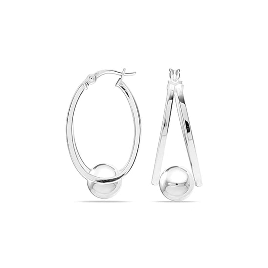 Pendientes de doble aro para mujer en plata de ley 925 BIPE039 - Image 1