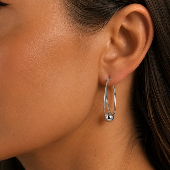 Pendientes de doble aro para mujer en plata de ley 925 BIPE039 - Image 2