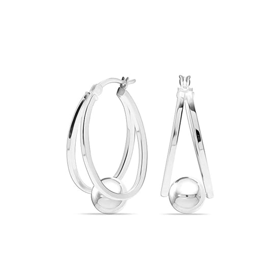 Pendientes de doble aro para mujer en plata de ley 925 BIPE039 - Image 3