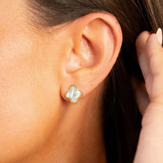 Pendientes de trébol para mujer bañados en oro BIPE001 - Image 3