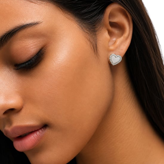 Pendientes de Corazón para Mujer en Plata con Madreperla y Circonitas BIPE084 - Image 3