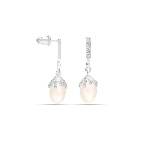 Pendientes Imperiales de Perlas para Mujer en Plata de Ley 925 y Circonita Cubica BIPE038 - Image 3