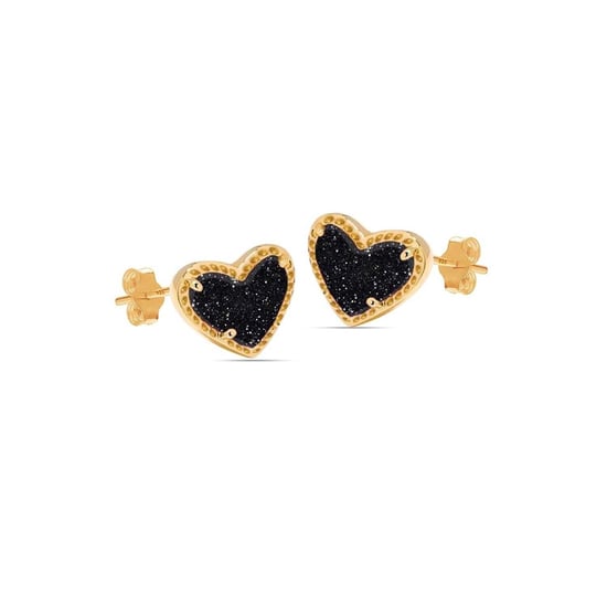Pendientes de Corazón Dorado para Mujer con Brillo Nocturno, Plata de Ley 925 BIPE050 - Image 1
