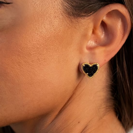 Pendientes de Corazón Dorado para Mujer con Brillo Nocturno, Plata de Ley 925 BIPE050 - Image 2