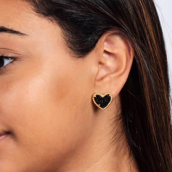 Pendientes de Corazón Dorado para Mujer con Brillo Nocturno, Plata de Ley 925 BIPE050 - Image 3