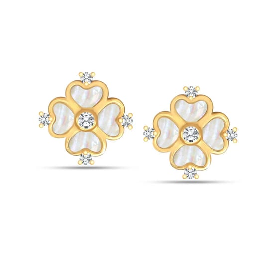 Pendientes de flor de trébol para mujer en plata esterlina 925 BIPE002 - Image 1