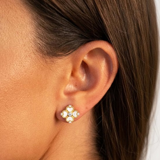 Pendientes de flor de trébol para mujer en plata esterlina 925 BIPE002 - Image 2