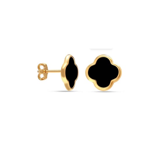 Pendientes de Flores de Trébol Pequeñas para Mujeres en Plata Bañada en Oro BIPE068 - Image 1