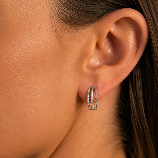 Pendientes de triple aro para mujer en plata de ley 925 BIPE077 - Image 2
