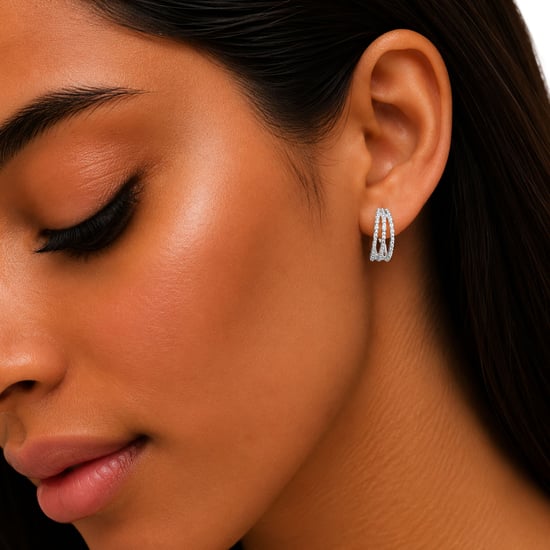 Pendientes de triple aro para mujer en plata de ley 925 BIPE077 - Image 3
