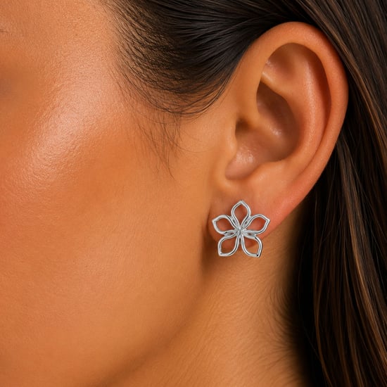 Pendientes de plata esterlina 925 con forma de flor para mujer BIPE069 - Image 2