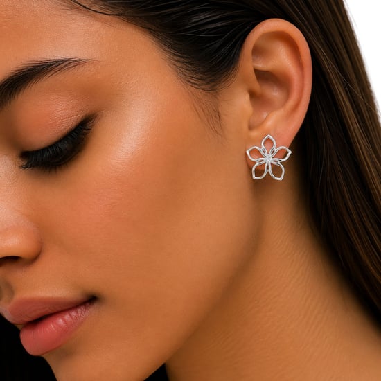 Pendientes de plata esterlina 925 con forma de flor para mujer BIPE069 - Image 3