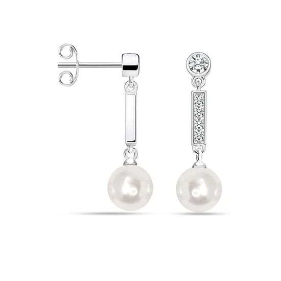 Pendientes de Perlas Asimétricos y Barra de Plata para Mujer BIPE061 - Image 1