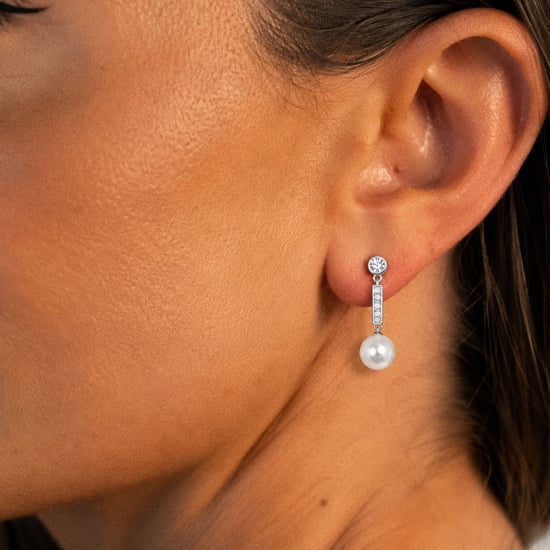 Pendientes de Perlas Asimétricos y Barra de Plata para Mujer BIPE061 - Image 3