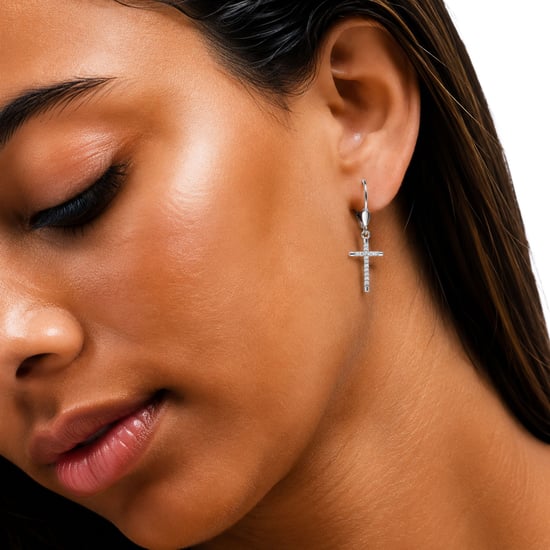 Pendientes Cruz Brillantes para Mujer en Plata de Ley 925 con Circonitas BIPE054 - Image 3