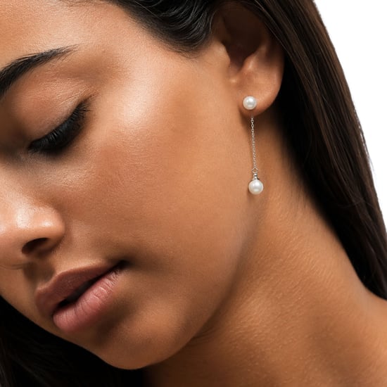 Pendientes Imperiales de Perlas para Mujer en Plata Esterlina con Cadena y Circonitas 925 BIPE035 - Image 3