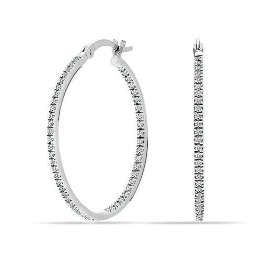 Pendientes de Aro para Mujer con Circonita Cubica, Plata de Ley 925 BIPE028 - Image 1