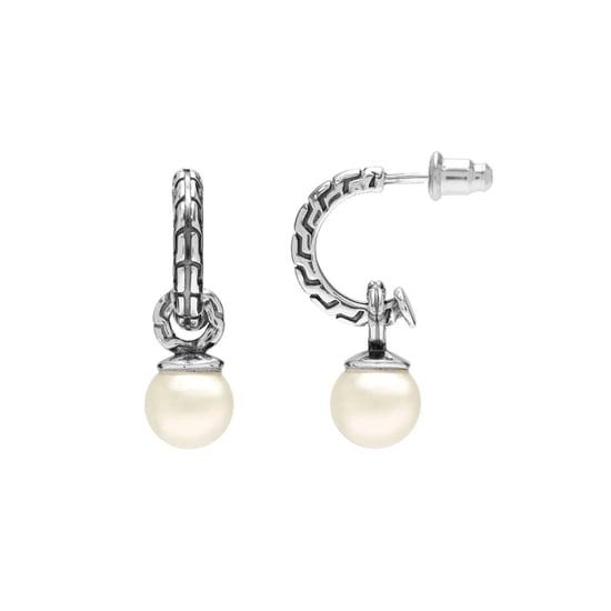 Pendientes de aro para mujer con perla en plata de ley 925 BIPE036 - Image 1