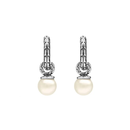 Pendientes de aro para mujer con perla en plata de ley 925 BIPE036 - Image 2