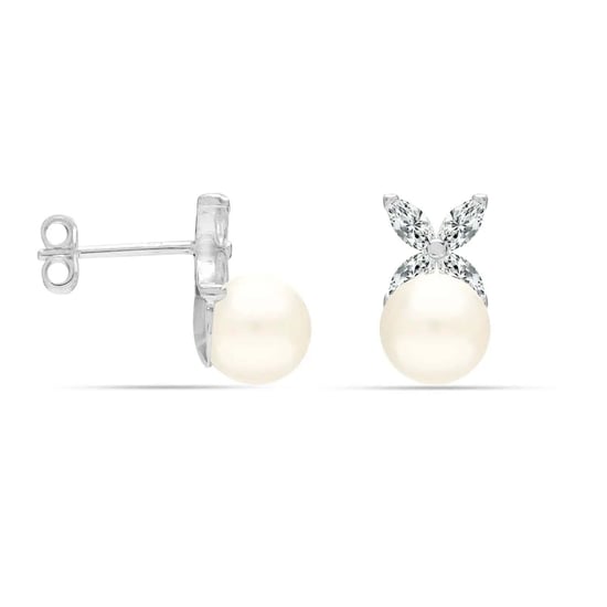 Pendientes de Perlas y Circonitas de Cubic en Plata de Ley 925 BIPE031 - Image 1