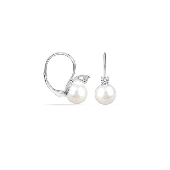 Pendientes de Perlas Blancas para Mujer en Plata Esterlina 925 con Cierre Catalán BIPE048 - Image 1