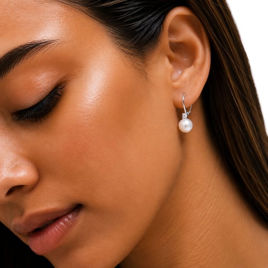 Pendientes de Perlas Blancas para Mujer en Plata Esterlina 925 con Cierre Catalán BIPE048 - Image 2