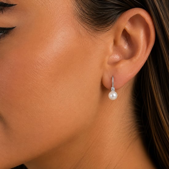 Pendientes de Perlas Blancas para Mujer en Plata Esterlina 925 con Cierre Catalán BIPE048 - Image 3