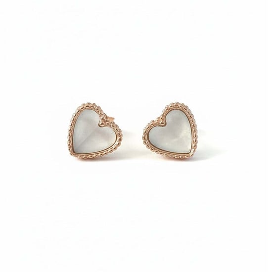 Pendientes de Corazón para Mujeres en Oro Rosa con Madre Perla de Plata Esterlina 925 BIPE047 - Image 1