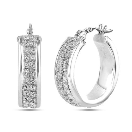 Pendientes de aro anchos para mujer con textura de diamante, plata esterlina 925 BIPE018 - Image 1
