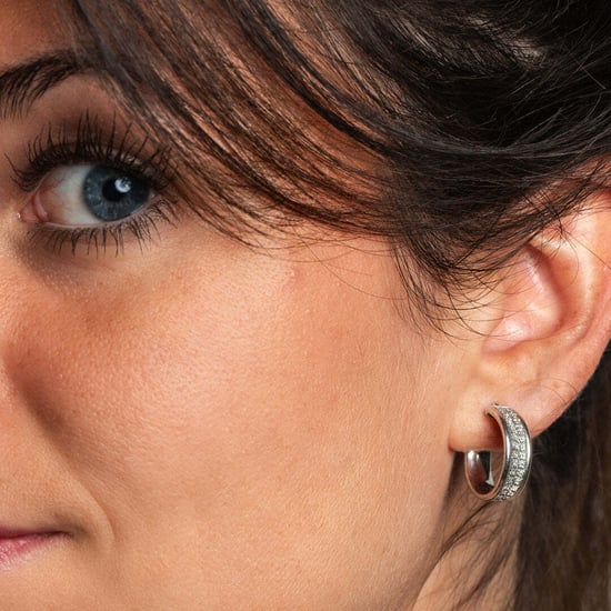 Pendientes de aro anchos para mujer con textura de diamante, plata esterlina 925 BIPE018 - Image 2