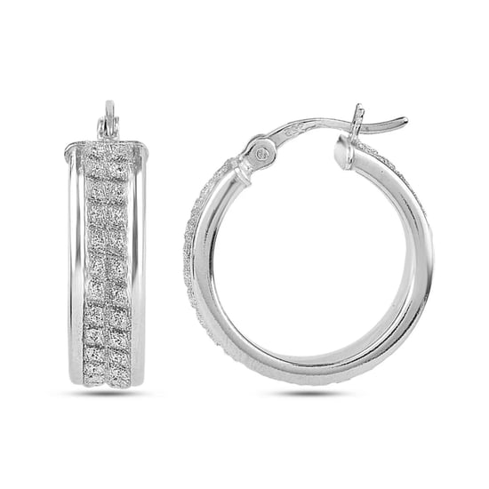 Pendientes de aro anchos para mujer con textura de diamante, plata esterlina 925 BIPE018 - Image 3