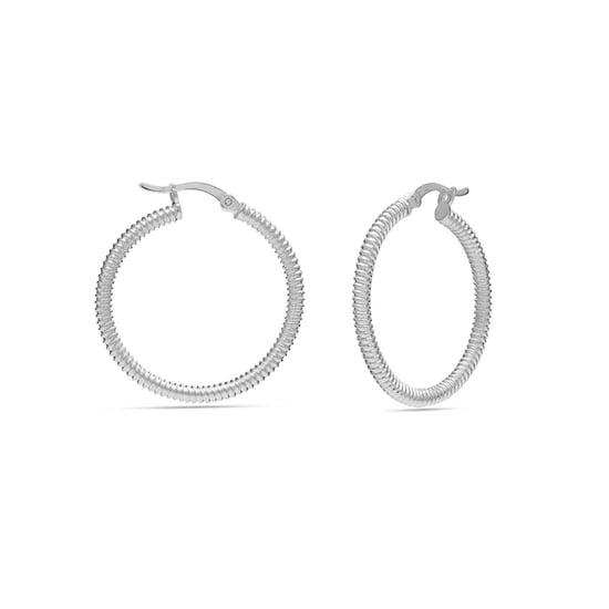 Pendientes de aro gruesos con textura para mujer en plata de ley 925 BIPE034 - Image 3