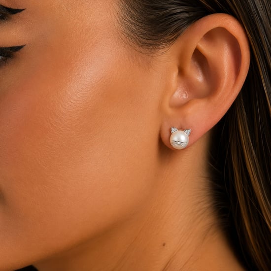 Pendientes de perlas de gato para mujer en plata esterlina 925 y perla natural BIPE046 - Image 3