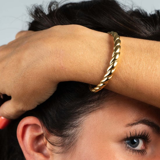 Pulsera trenzada abierta para mujer con baño de oro y plata de ley 925 BIPU010 - Image 2