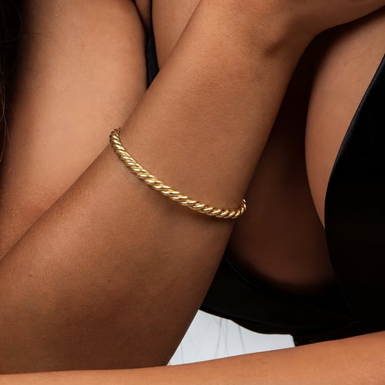 Pulsera trenzada abierta para mujer con baño de oro y plata de ley 925 BIPU010 - Image 3