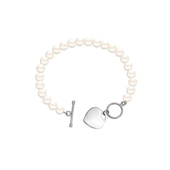 Pulsera de perlas para mujer con colgante de corazón, plata de ley 925 BIPU023 - Image 1