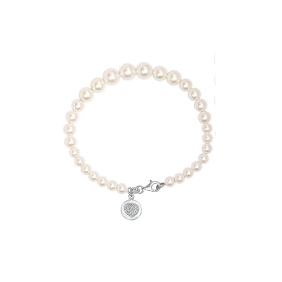 Pulsera de perlas para mujer con charm de corazón, plata esterlina 925 BIPU021 - Image 1