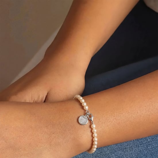 Pulsera de perlas para mujer con charm de corazón, plata esterlina 925 BIPU021 - Image 2