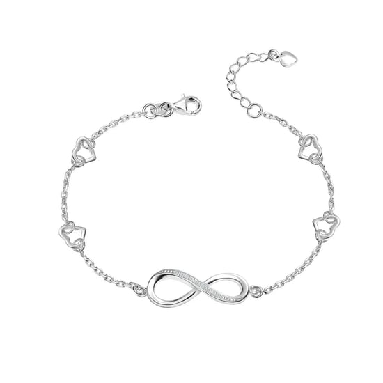 Pulsera ajustable para mujer con charms de corazón infinito en plata de ley 925 BIPU011 - Image 1